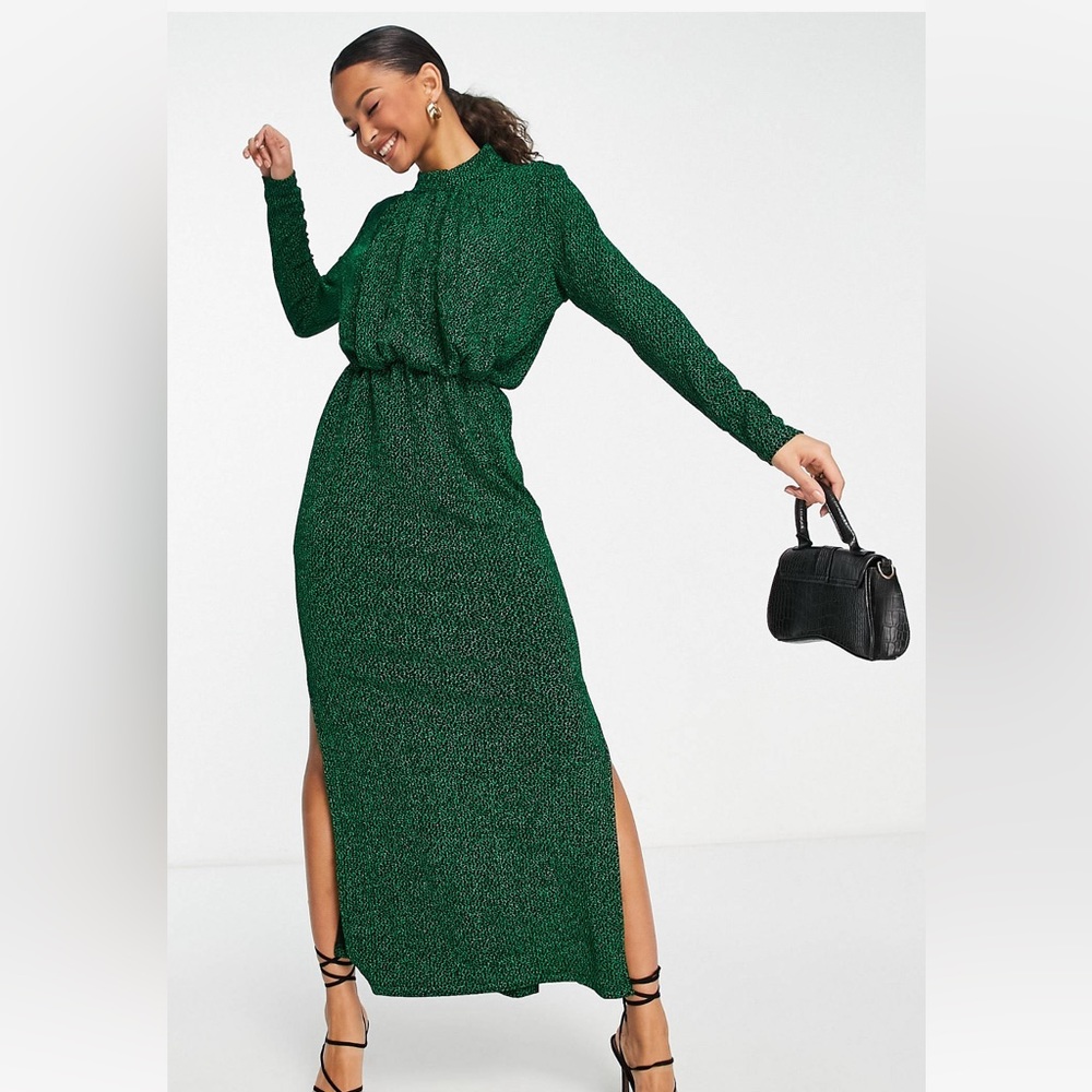 NWT ASOS Y.A.S. Emerald Green Glitter Dress